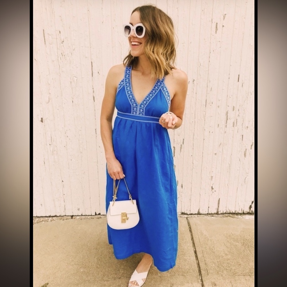 J. Crew Factory Blue Midi Dress